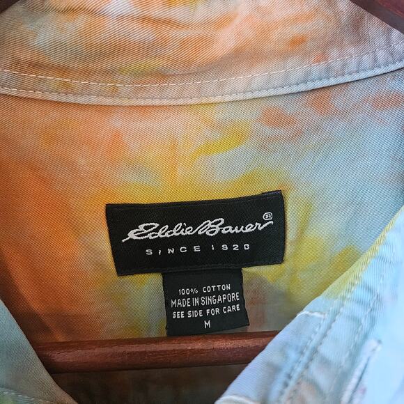 Eddie Bauer Tie Dye Button Down Short Sleeve Shirt Oversized Medium - Picture 4 of 6